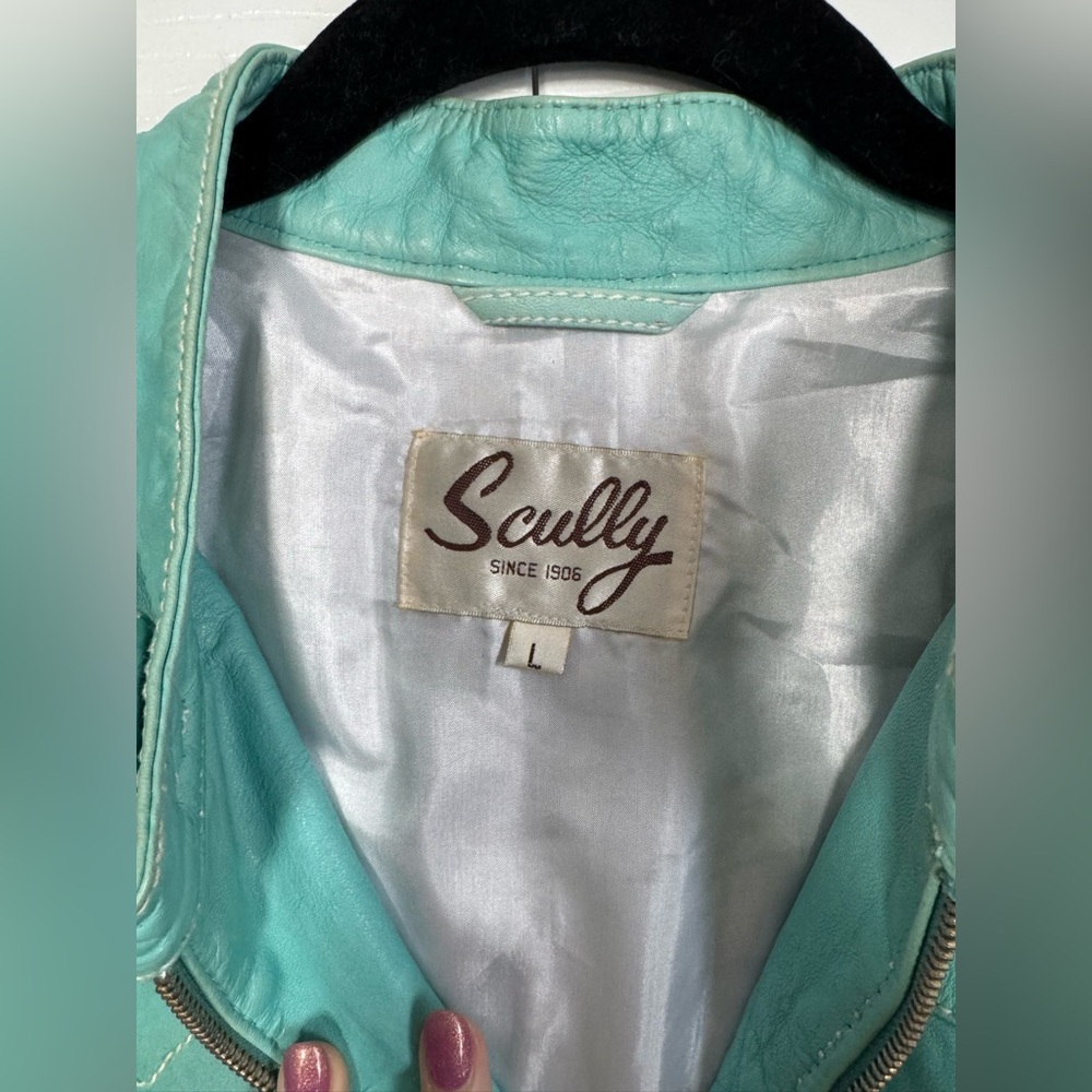 Vintage Scully Women's Teal Leather Jacket - Picture 7 of 12